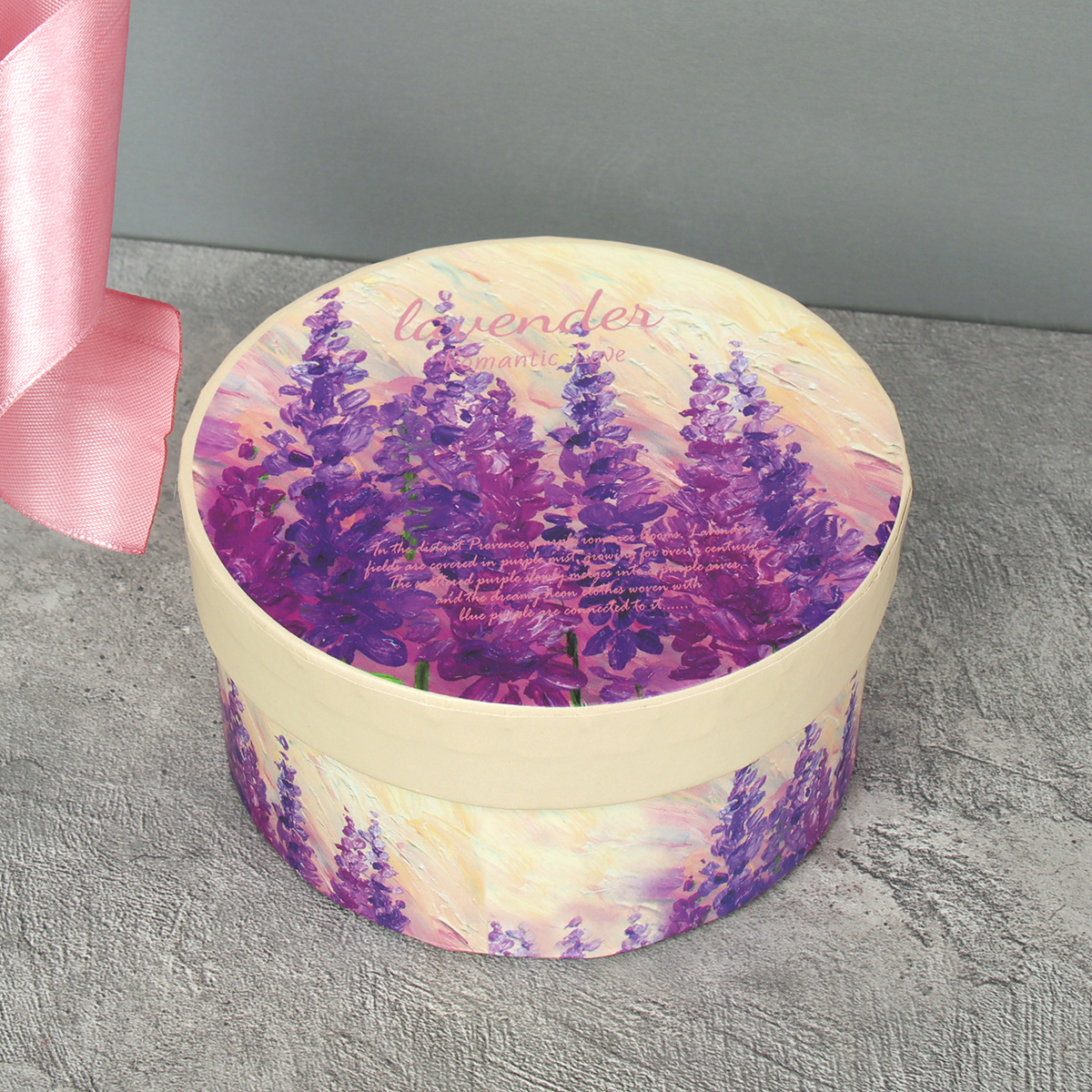 Коробка подарочная круглая 10х10 см / S139-SY623 /уп 12/216/лаванда