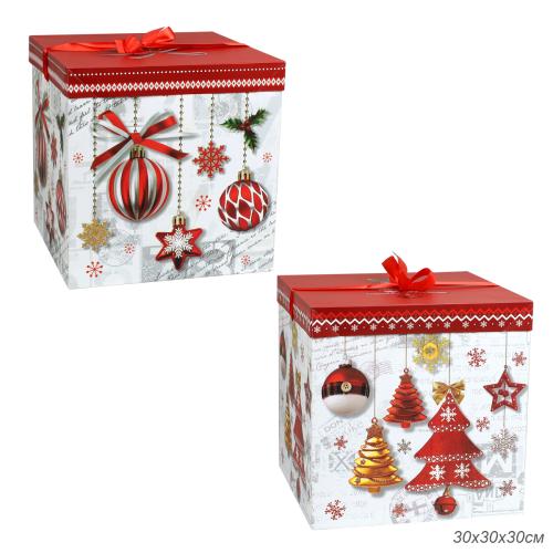 Коробка подарочная 30x30x30 см складная / 119 /уп 12/180/Новый год