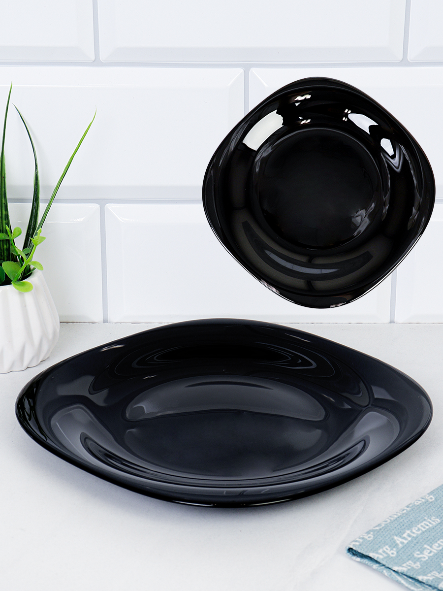 Тарелка квадратная 215 мм Черная плоская HF-LFP85 (ЧЕРНЫЙ) /уп 6/48/