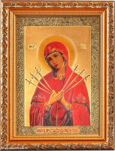 Икона 13х18 Богородица Семистрельная  под стеклом / S048-28 / 2025C-101C1/