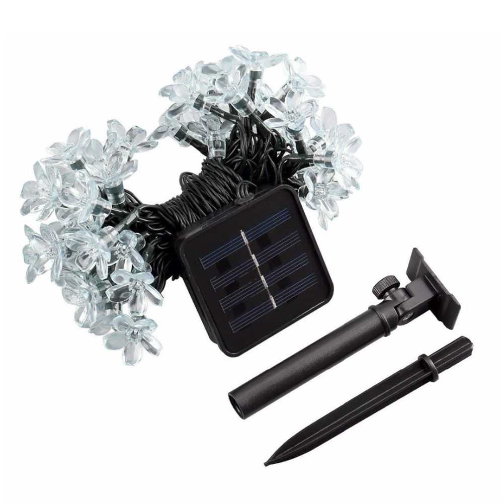 Гирлянда с питанием от солнечных элементов Цветочки / FN-690 /уп 50/ 7 метров 50 ламп 7 режимов