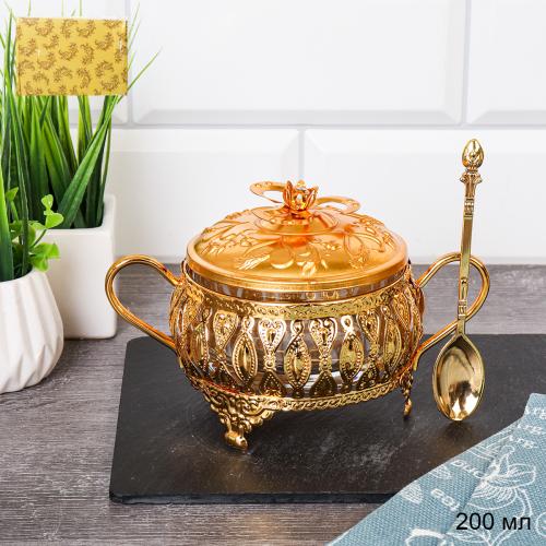 Сахарница 200 мл с ложкой / 991-6-GOLD /уп 96/