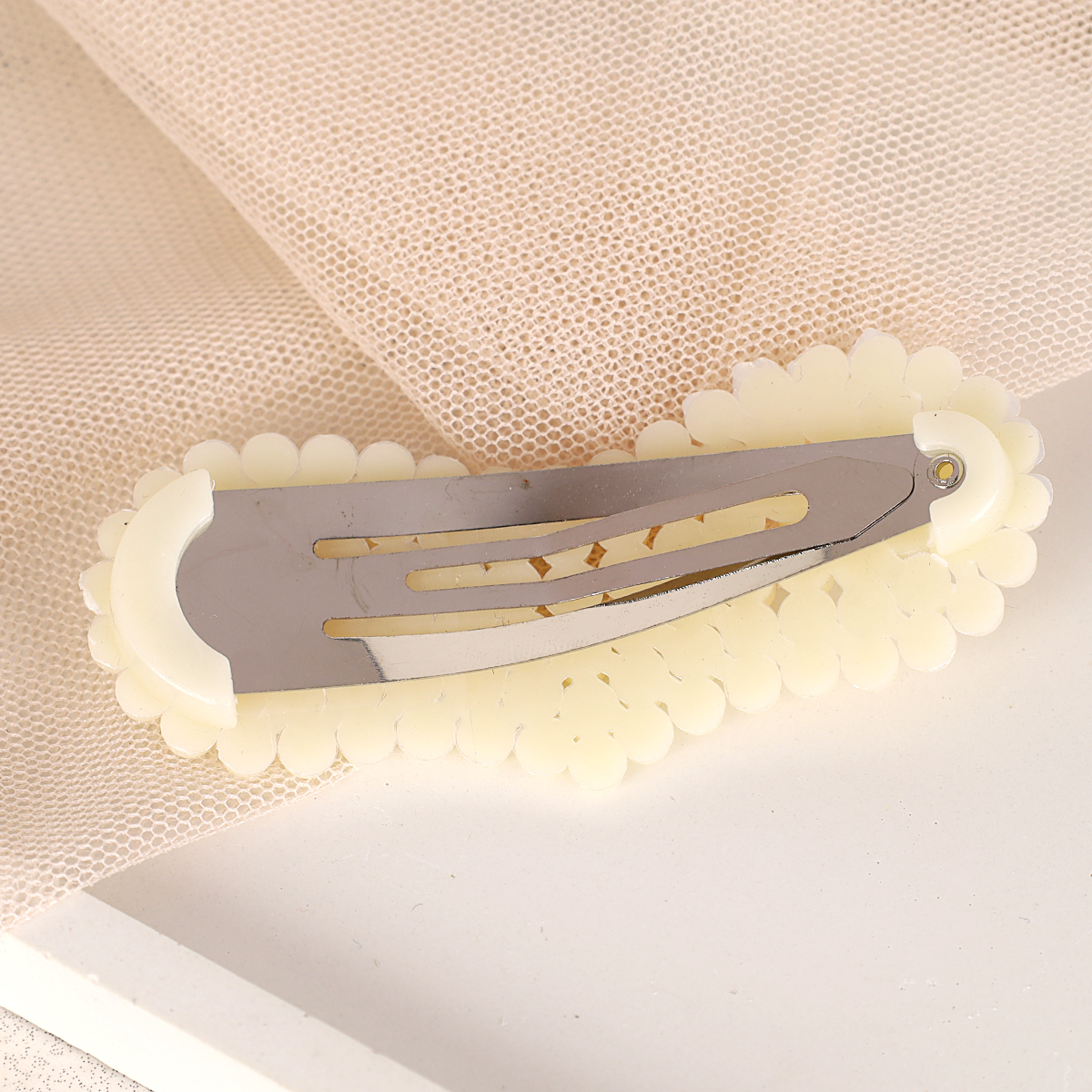 Заколка-зажим для волос Тик-Так Сердце / NL-10 /жемчуг