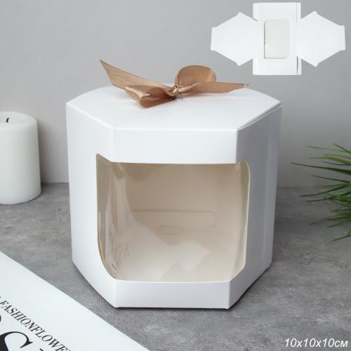 Коробка подарочная складная 10x10x10 см / QR100-W /уп 12/300/белая