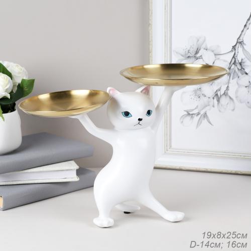 Статуэтка Кошка 25 см / XY603-2 /уп 8/белая