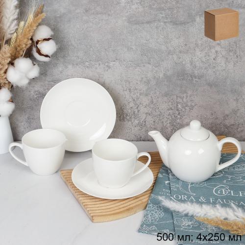 Чайный набор 5 предметов 250 мл Белый / YF8005 /уп 8/ Костяной Акция