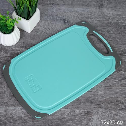 Доска разделочная 32x20х0.5 см пластик,силикон / DB32 /уп 50/ бирюза