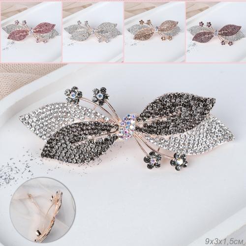 Заколка-автомат Бант золото/стразы / N3258-10 /уп 12/