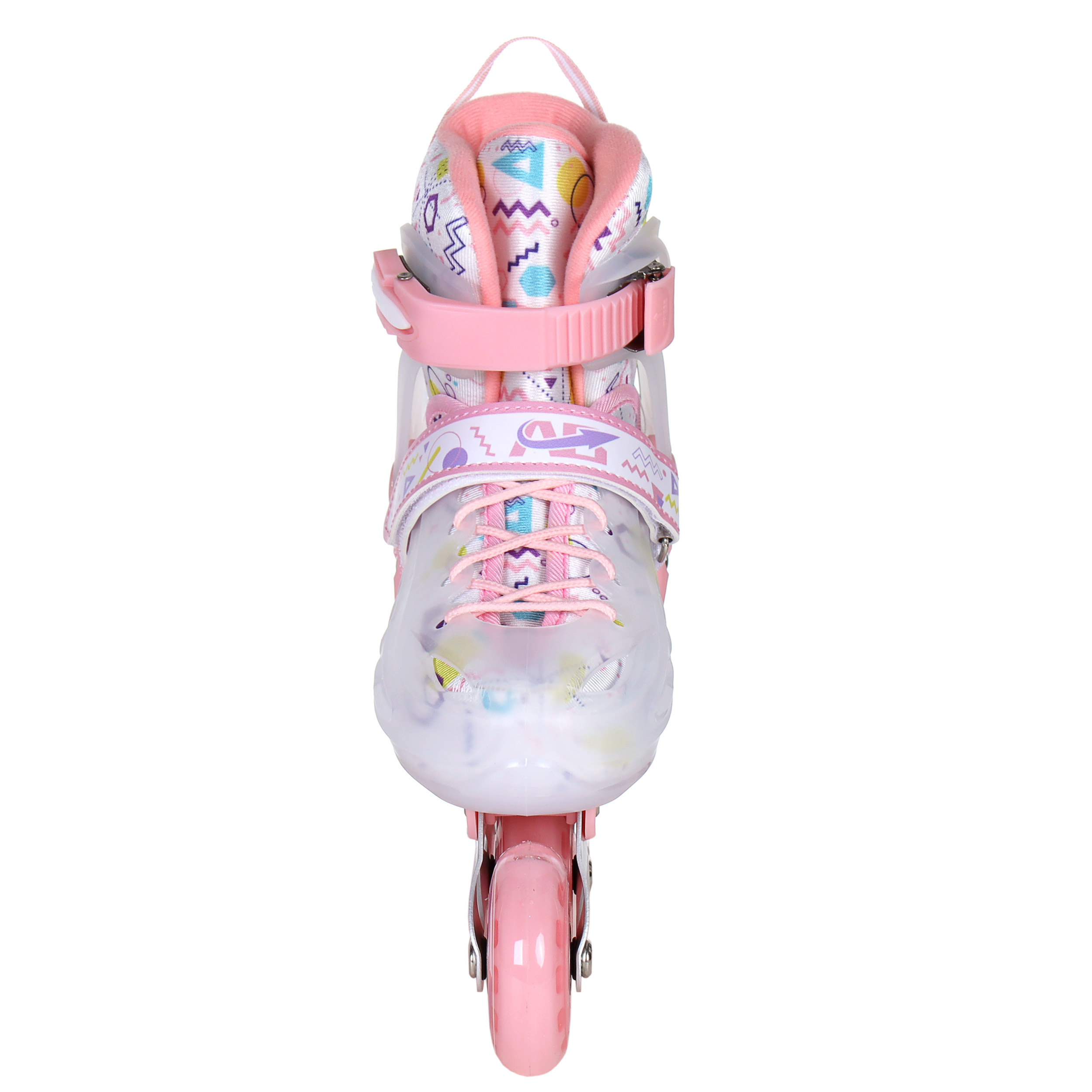 Роликовые коньки COMIRON прозрачный ботинок / 199-1 S /уп 6/ (31-34) розовые