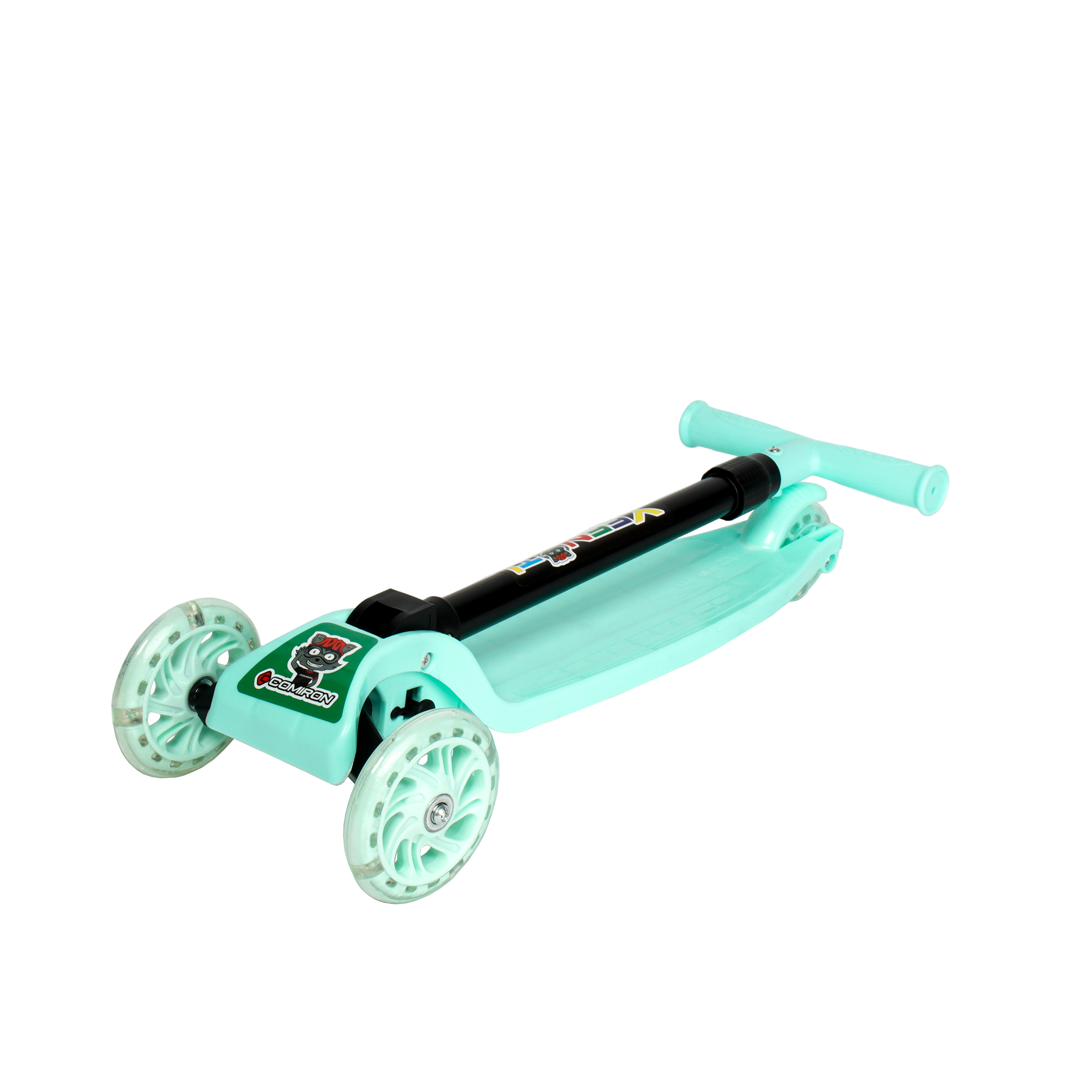 Самокат трехколесный облегчённый для детей от 3-х лет Yeenot GT105, нагрузка до25кг, вес 1,2кг, светящиеся колёса 110мм, цвет светло-зелёный БК/уп13