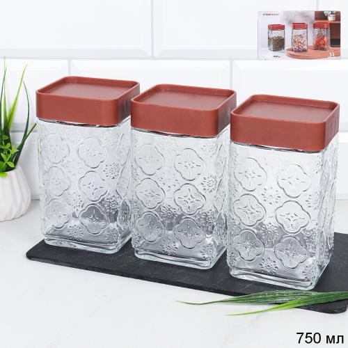 Банка для хранения 3 штуки / 9012 /уп 16/ подарочная коробка