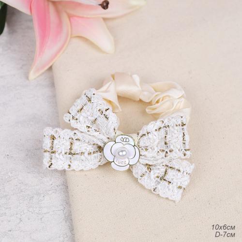 Бант-резинка для волос / MZ47-8 /уп 12/ белая