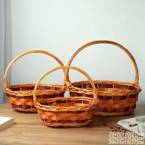 Корзина плетеная 3 штуки 37х30х12/32х24х10/26х20х9 см / S/3 B1 /уп 28/овальная