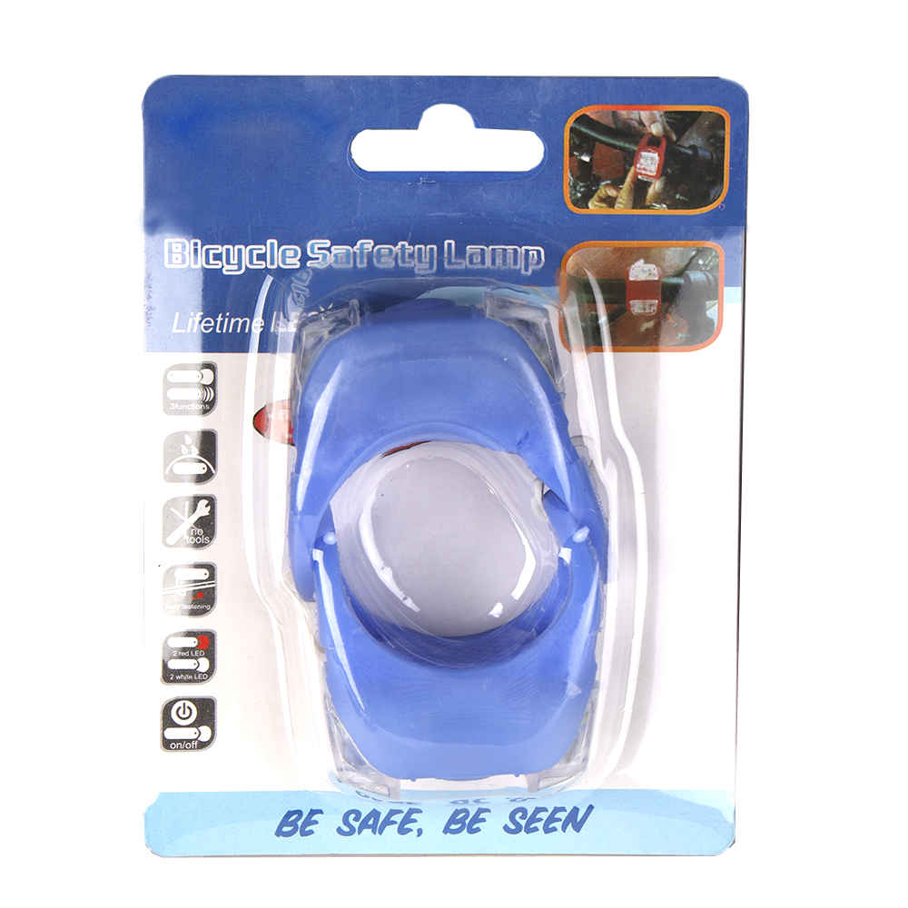 Фонарь двойной LED2 в силиконовом корпусе на руль велосипеда скутера на шлем питание от батареек синий набор из 2 штук в блистере /уп 2/80/300/