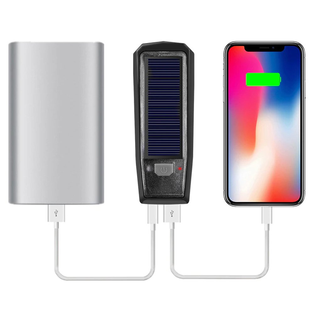 Фонарь передний COMIRON "SUNPOWER", корпус: ABS, свет: T6, 350lm, 2000mAh, 4 режима, USB-micro, солнечная батарея, POWER BANK, сигнал /уп 80/