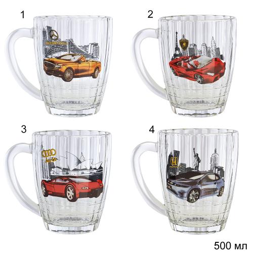 Кружка пивная 500 мл Машины / 1361 /уп 6/ 
