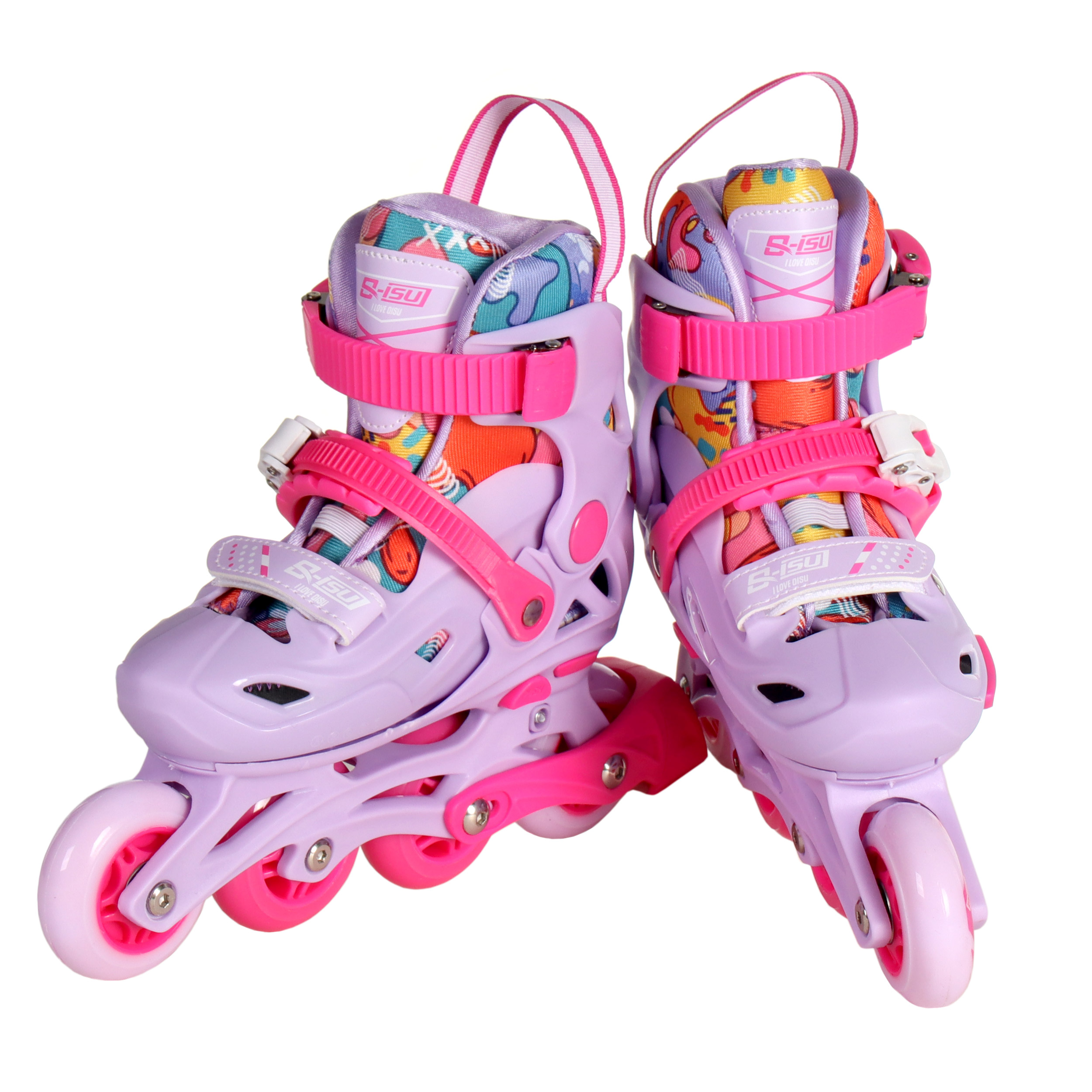 Роликовые коньки COMIRON  2021 S с блокировкой колёс /уп 6/ (31-34) розовые