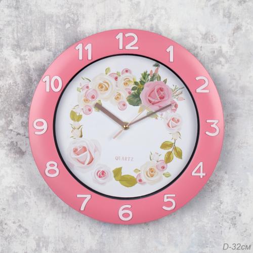 Часы настенные 32 см Цветы / NE-517-4 /уп 20/