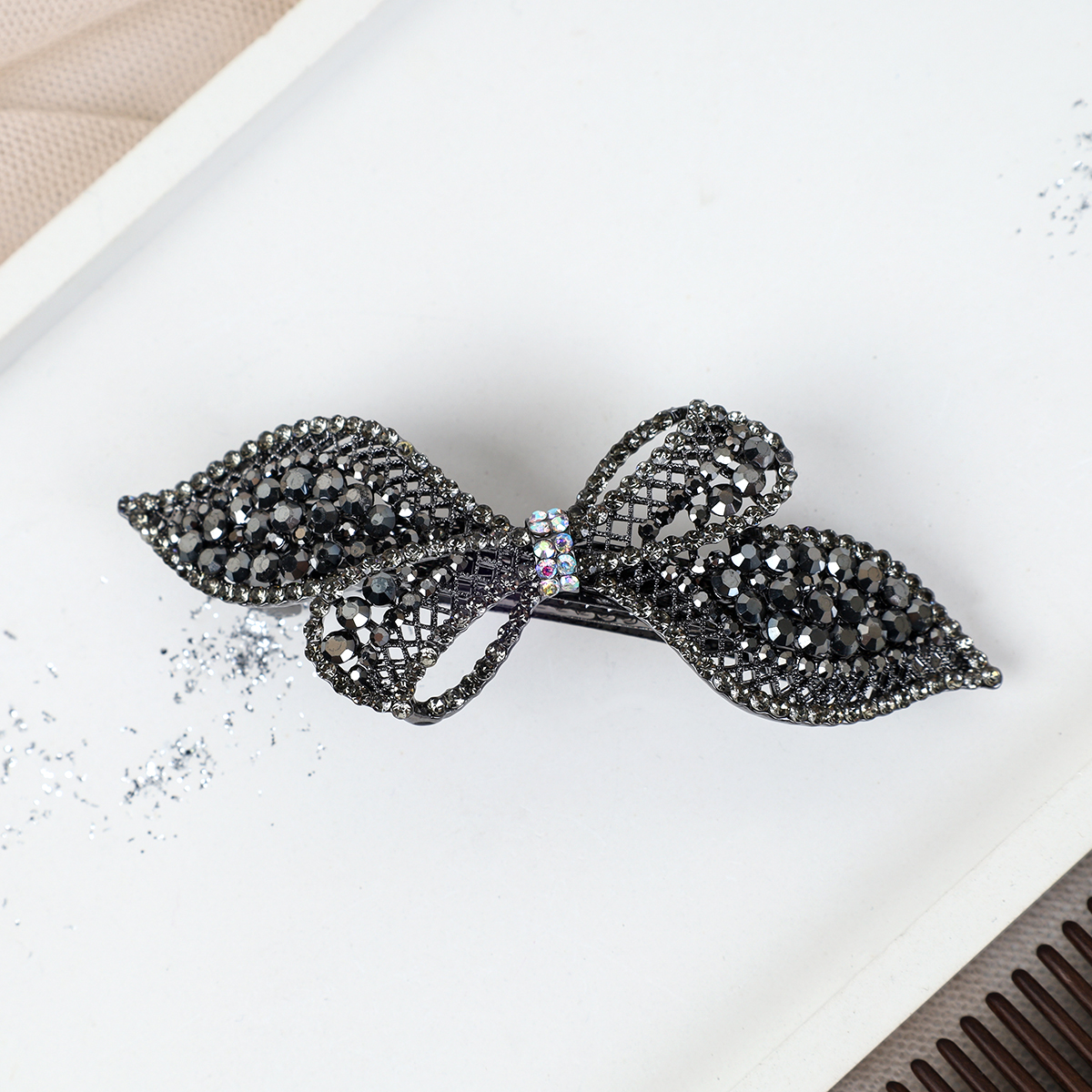 Заколка-автомат Бант стразы / N3258-13 /уп 12/