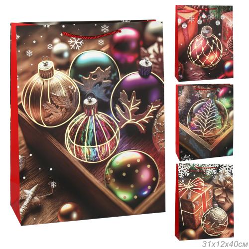 Пакет подарочный 31х40х12 / 102-1L /уп 12/360/ микс Новый год