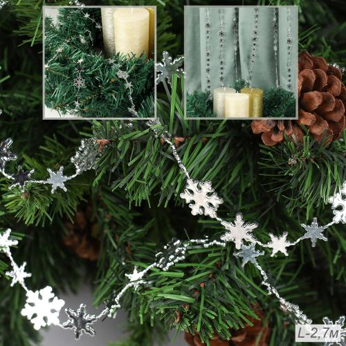Новогодние бусы на елку Снежинки 2,7 м / DW-1369 /уп 12/360/