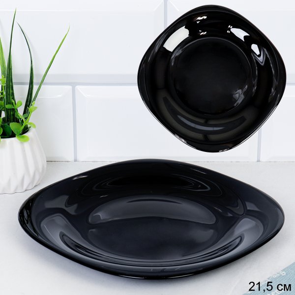 Тарелка квадратная 215 мм Черная плоская HF-LFP85 (ЧЕРНЫЙ) /уп 6/48/