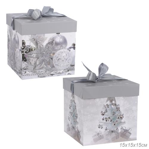 Коробка подарочная 15x15x15 см складная / BOX-068/1 /уп 12/840/Новый год