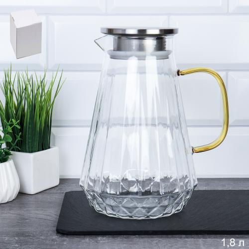 Кувшин 1800 мл стеклянный / LCWJ-7944 /уп 36/ Металлическая крышка