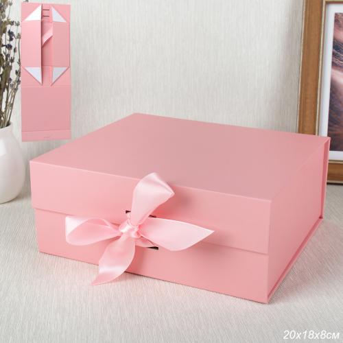 Коробка подарочная складная 20х18 см / Z225-1293 /уп 72/ розовая