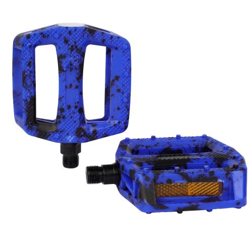 Педаль BMX COMIRON MX-P657, 9/16 резьба, PP корпус, сталь. подшипник, 108х98мм, с рефлектором, W/T print black-blue, 1 пара /уп50/