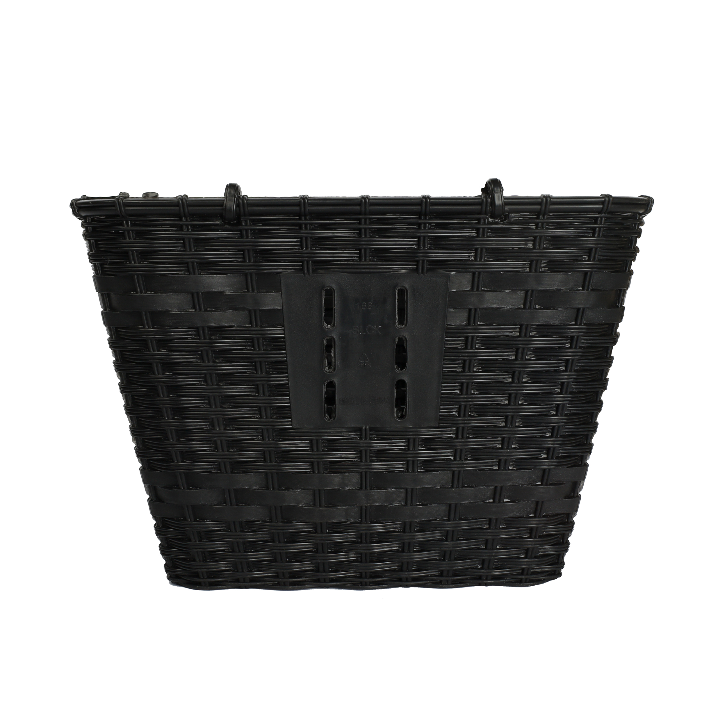 Корзина для велосипеда пластик с крышкой черная с креплением на переднее колесо под резьбовую вилку rронштейн на рулевую колонку. / QY-CRCL-0 /уп 30/