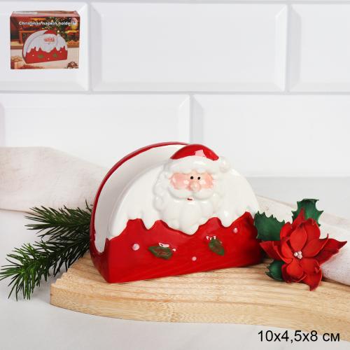 Салфетница 10 см Дед мороз / B3089 /уп 96/ новогодняя