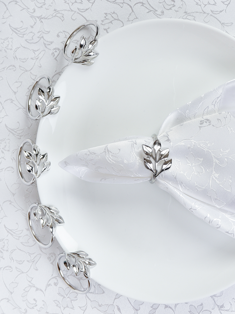 Кольца для салфеток 6 штук Веточка Серебро / JG05-5 /уп 200/ 8 марта/ подарок для женщины