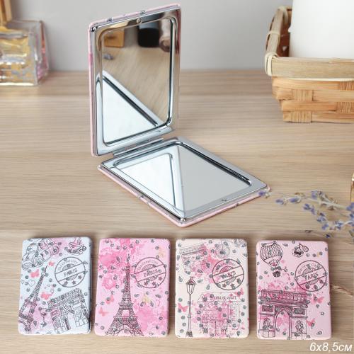 Зеркало карманное 6х8 см / 1613-3 /уп 12/288/кожзам,стразы