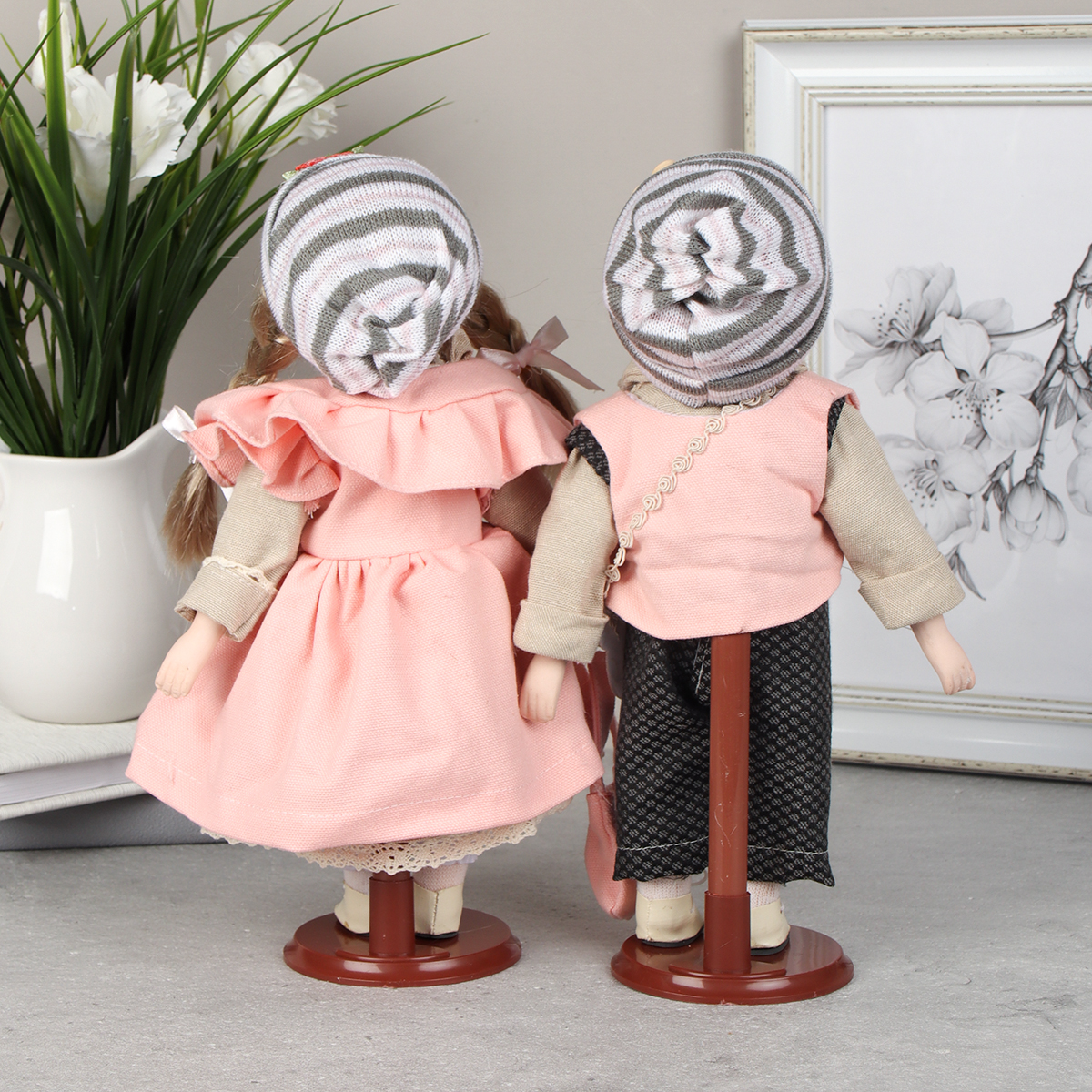 Сувенир коллекционный 2 штуки набор 30 см / 1215-6 /уп 24/розовое платье