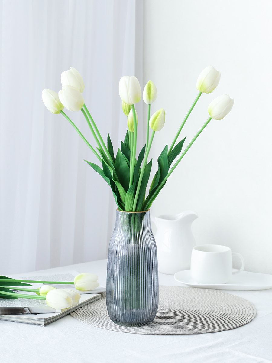 Ваза для цветов 20 см серая с золотой каймой / WRD-105 /уп 30/ без индивидуальной упаковки