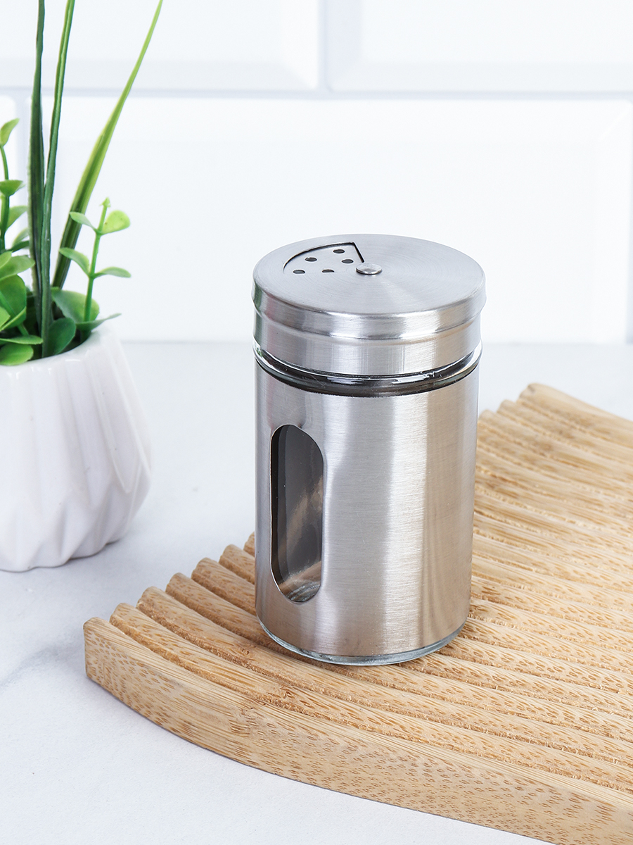 Емкость для специй 8 см с окном / L-048-H /уп 144/ нерж