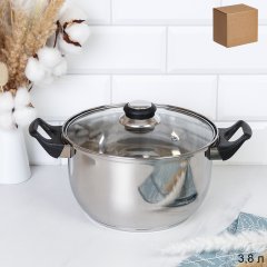 Кастрюля 3,8 л Лайт / LB-10-10A-3,8 /уп 1/ Ручки бакелит/ Гофрокороб/ KISIGA