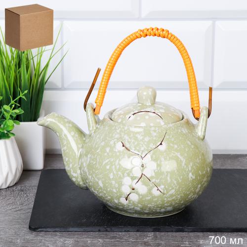 Чайник заварочный 700 мл / GR-933green /уп 18/ плетеная ручка