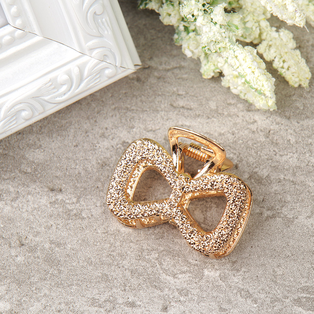 Крабик для волос 4 см Бант / NK-3 /уп 12/металл/золото