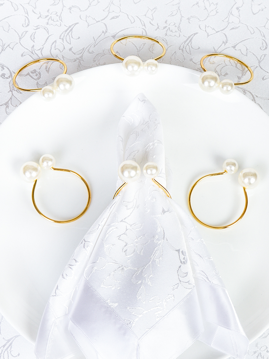 Кольца для салфеток 6 штук Бусины Золото / JG03 /уп 200/ 8 марта/ подарок для женщины