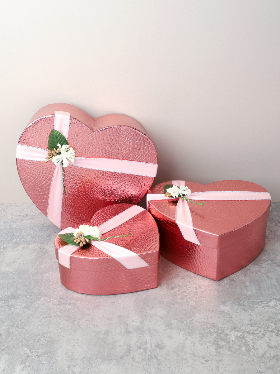 Коробка подарочная 3 штуки Сердце набор / C2-2304 /уп 36/