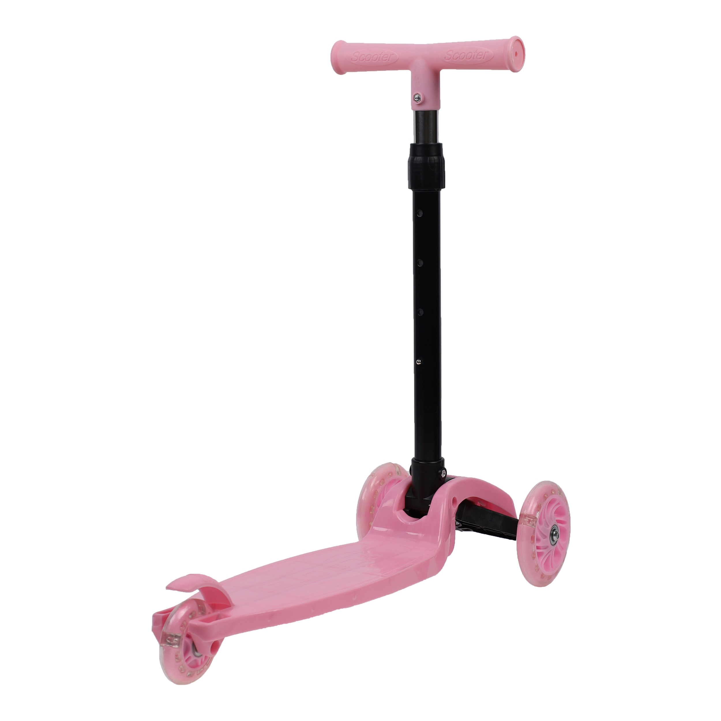Самокат трехколесный облегчённый для детей от 3-х лет Yeenot GT105, нагрузка до25кг, вес 1,2кг, светящиеся колёса 110мм, цвет розовый БК/уп13