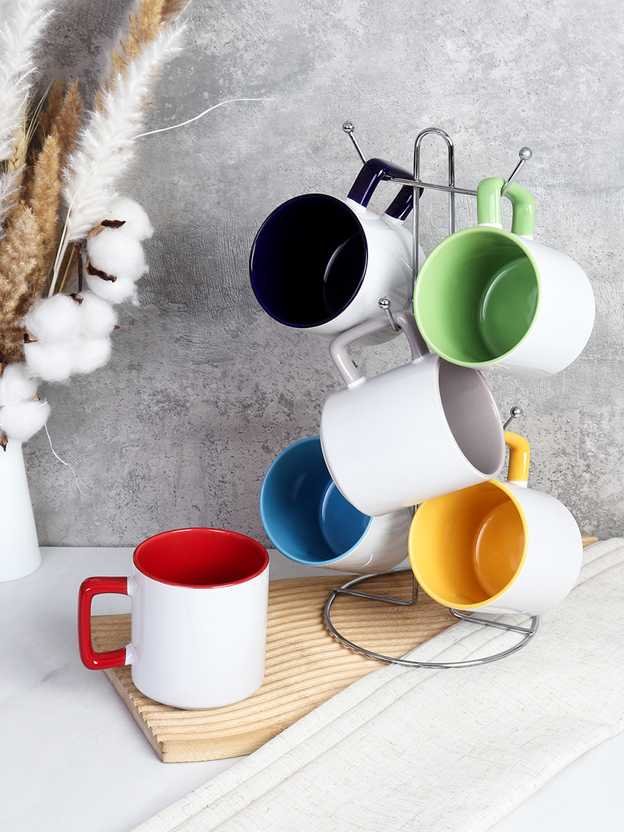 Кружка набор 6 штук на металлстенде 350 мл Классика / AK-01 /АКЦИЯ