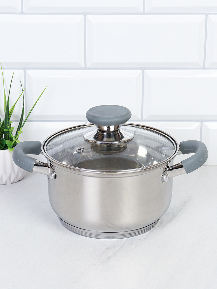 Кастрюля 1.7л Элиос / LB-S-1106D-6-1,7 /уп 1/ индукция/ ручки с силиконом/ гофрокороб/ КИСИГА/KISIGA