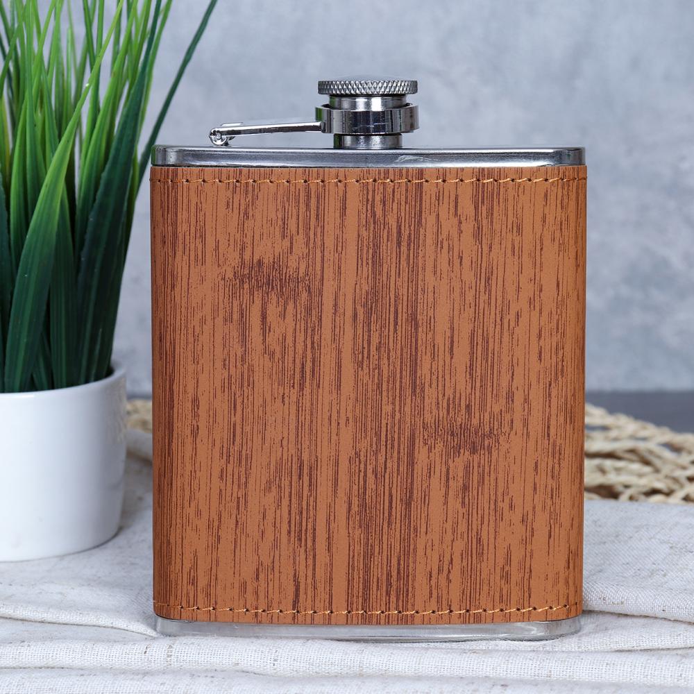 Фляжка 200 мл фактура дерево / FL-162 /уп 100/ 