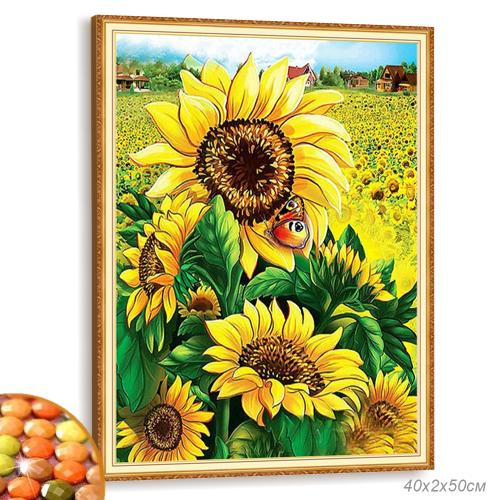 Алмазная мозаика на подрамнике 40х50 Подсолнух / YSG3845 /уп 30/полное заполнение