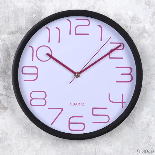 Часы настенные 30 см / WS-7561B /уп 20/черные