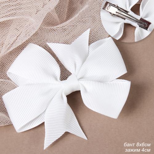 Бант-зажим для волос 8х6 см / YAL-7 /уп 100/600/белый