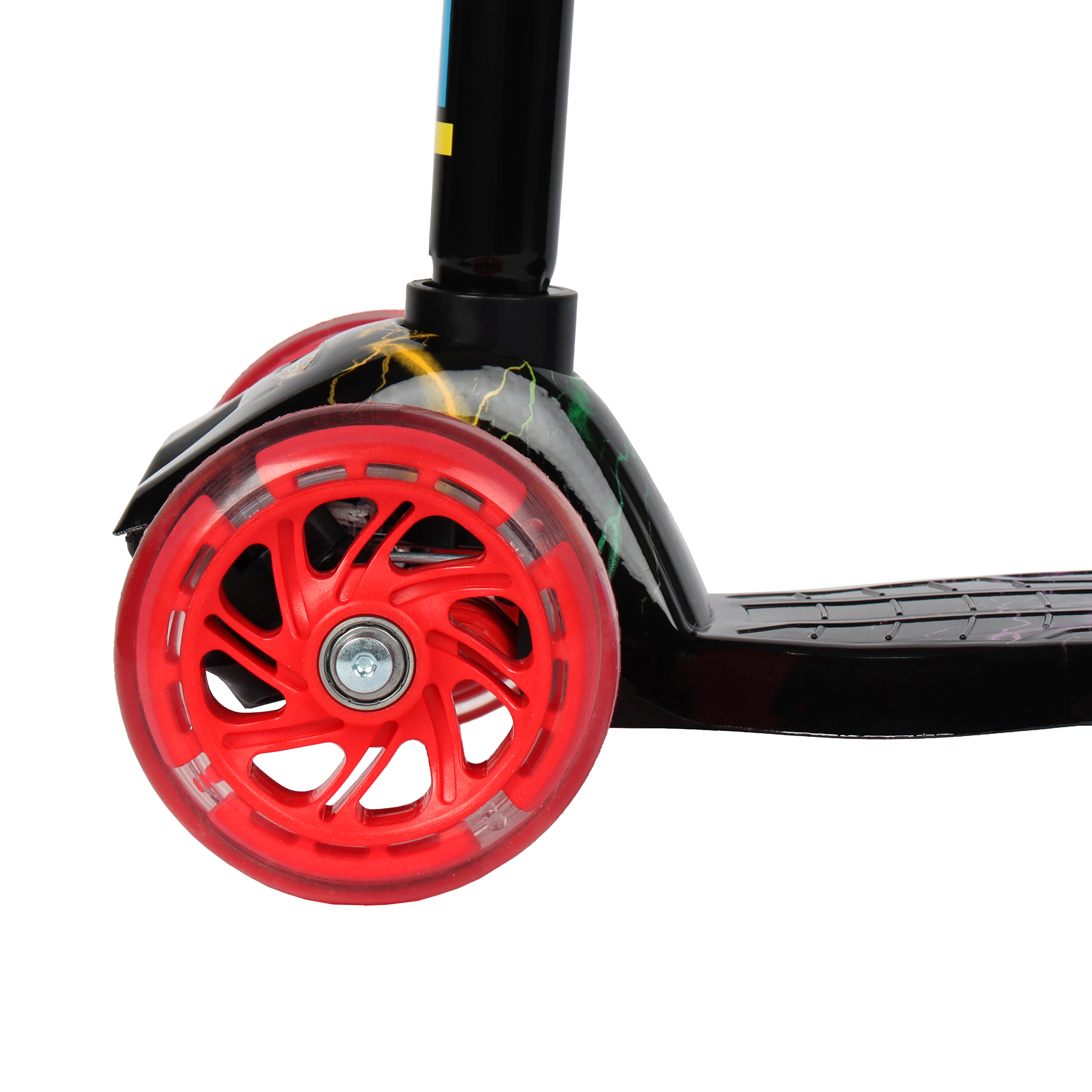 Самокат трехколесный для детей от 3-х лет Yeenot GT4108P57, нагрузка до 50кг, вес 2.3кг, светящиеся колёса PU116мм, цвет Молния ZOV БК/уп10